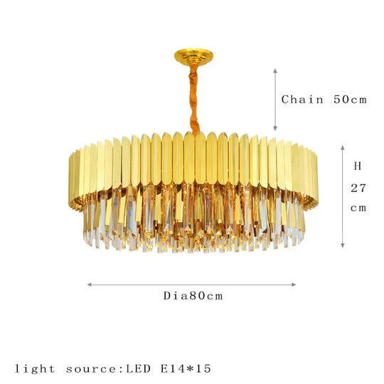 Elegant Post-Modern Crystal Chandelier - Stainless Steel Golden Round Lighting for Living Rooms, Dining Rooms, and Bedrooms - DecorGlobe