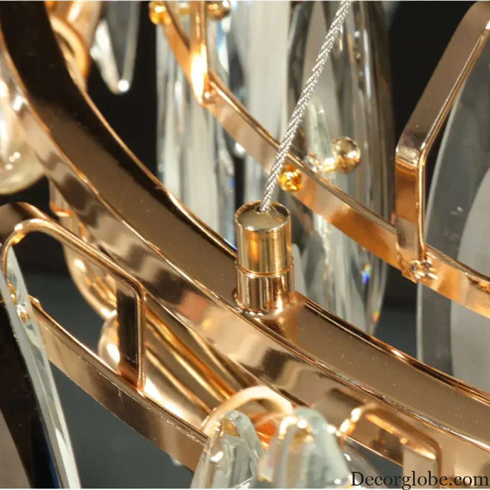 Elegant Round Gold LED Crystal Chandelier - A Modern Luxury Lighting Fixture for Dining Rooms, Living Rooms, and Home Decor - DecorGlobe