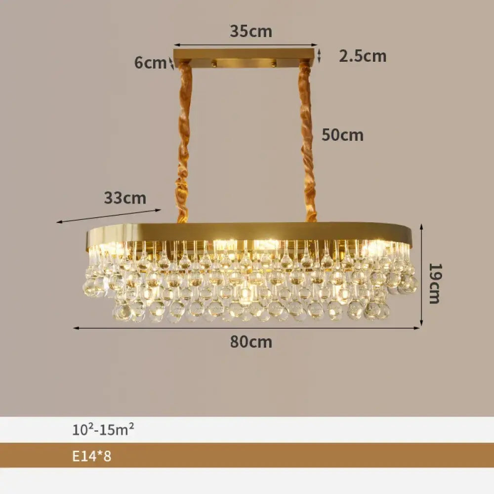 Elegant Round Water Drop Golden Chandelier - A Postmodern Light Luxury Fixture for Living Rooms, Bedrooms, and Dining Spaces - DecorGlobe