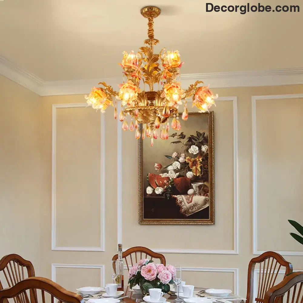 ÉLISÉE French Style Glass & Brass Classical Chandelier Chandelier