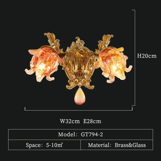 ÉLISÉE French Style Glass & Brass Classical Chandelier A W32 H20 E28cm Chandelier