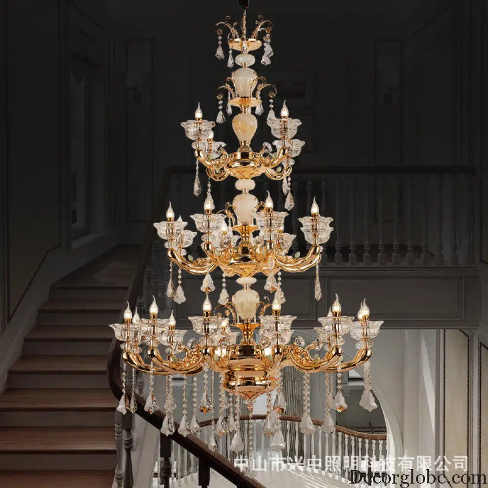 European-style copper crystal living room chandelier French restaurant Home luxury villa hotel bedroom room lighting