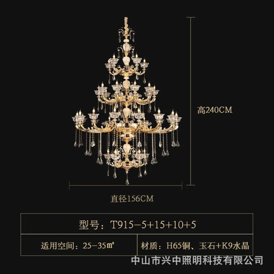European-style copper crystal living room chandelier French restaurant Home luxury villa hotel bedroom room lighting 5