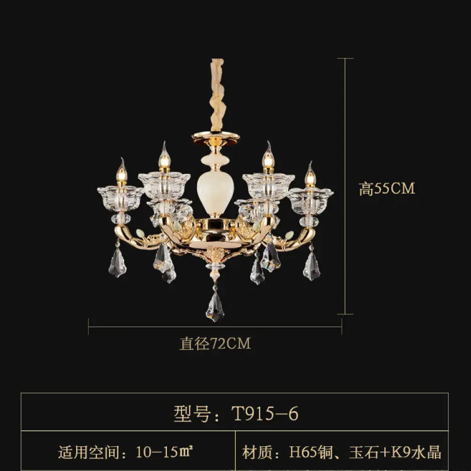 European-style copper crystal living room chandelier French restaurant Home luxury villa hotel bedroom room lighting 6