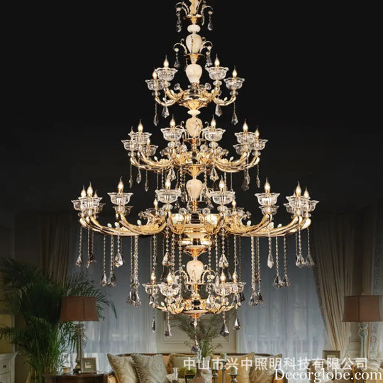 European-style copper crystal living room chandelier French restaurant Home luxury villa hotel bedroom room lighting