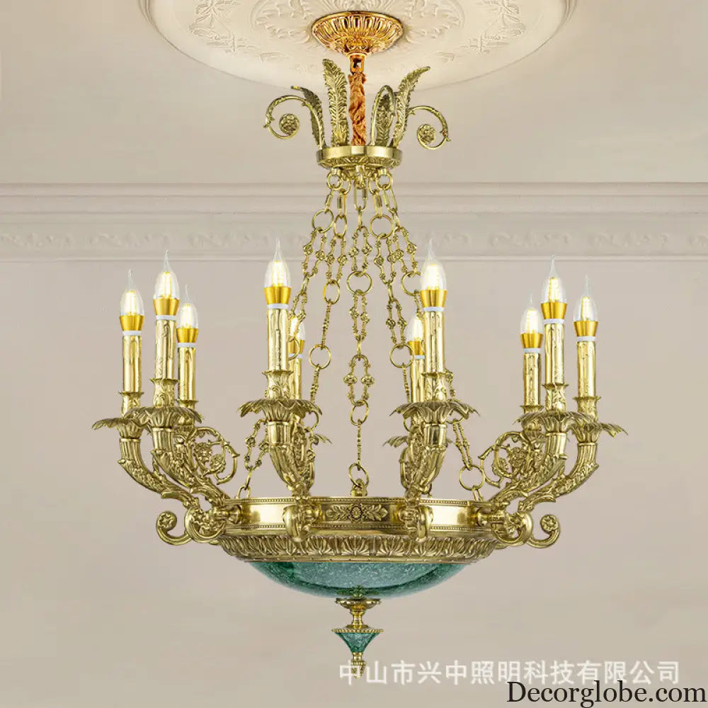 Emilia French Retro Copper Crystal Villa Chandelier Chandelier