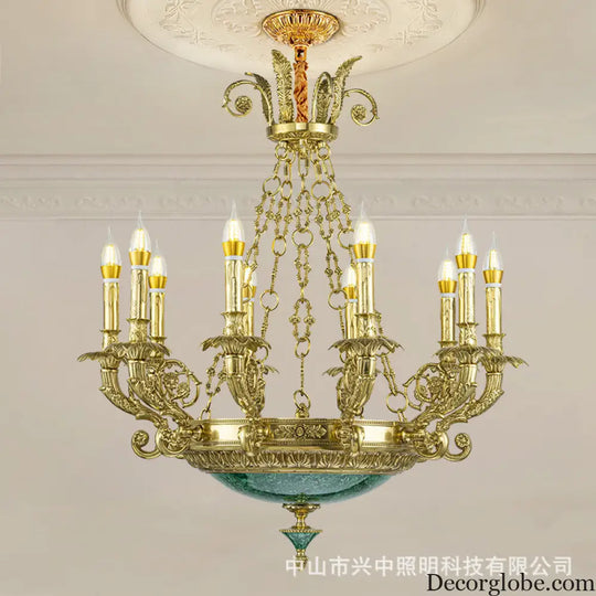 Emilia French Retro Copper Crystal Villa Chandelier Chandelier