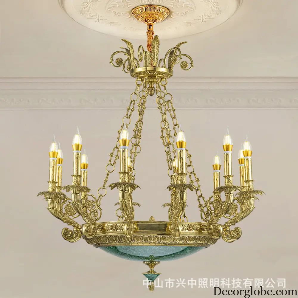 Emilia French Retro Copper Crystal Villa Chandelier Chandelier