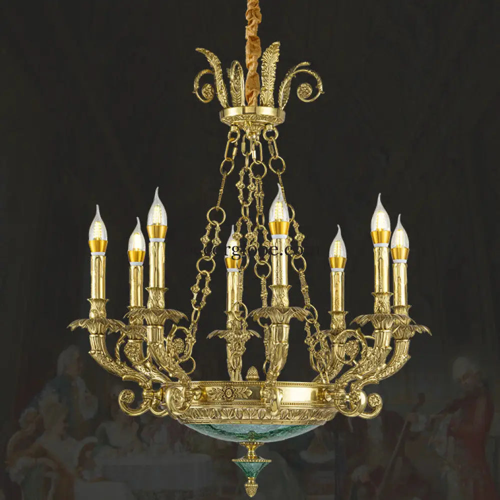 Emilia French Retro Copper Crystal Villa Chandelier Chandelier