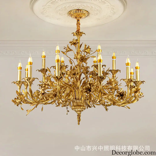 European Baroque Crystal Copper Branch Chandelier