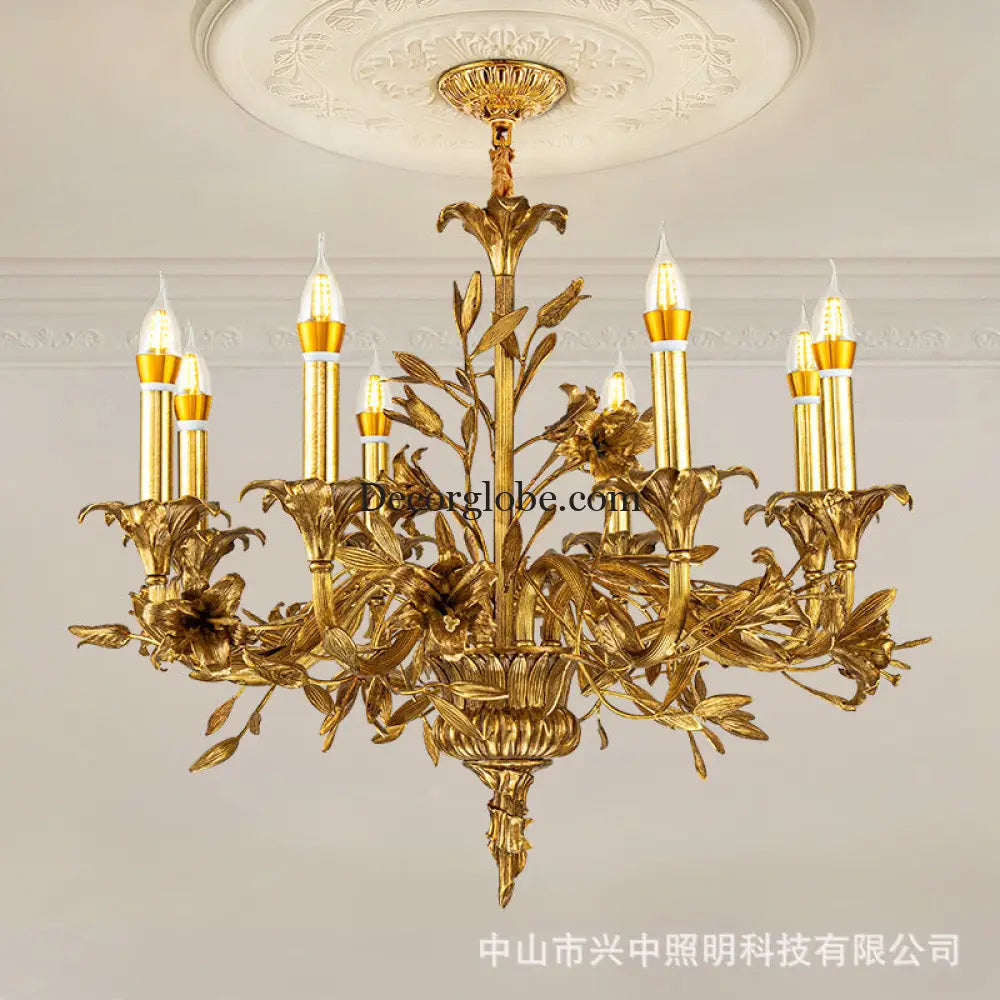 European Baroque Crystal Copper Branch Chandelier