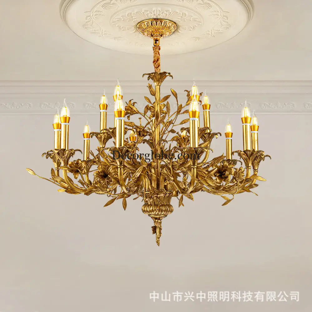 European Baroque Crystal Copper Branch Chandelier