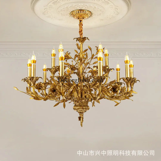 European Baroque Crystal Copper Branch Chandelier