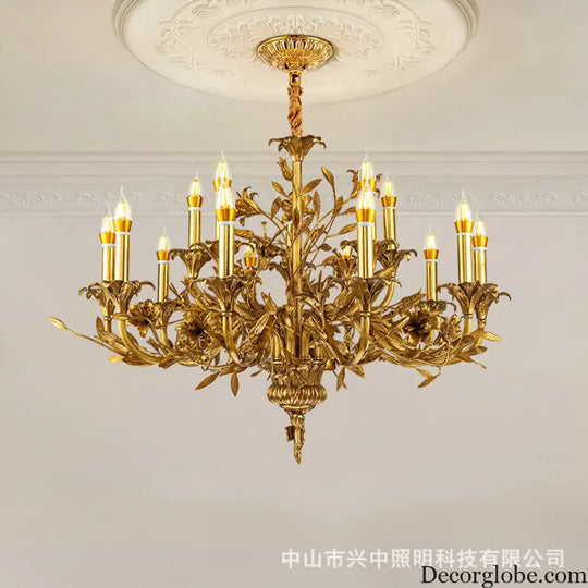 European Baroque Crystal Copper Branch Chandelier