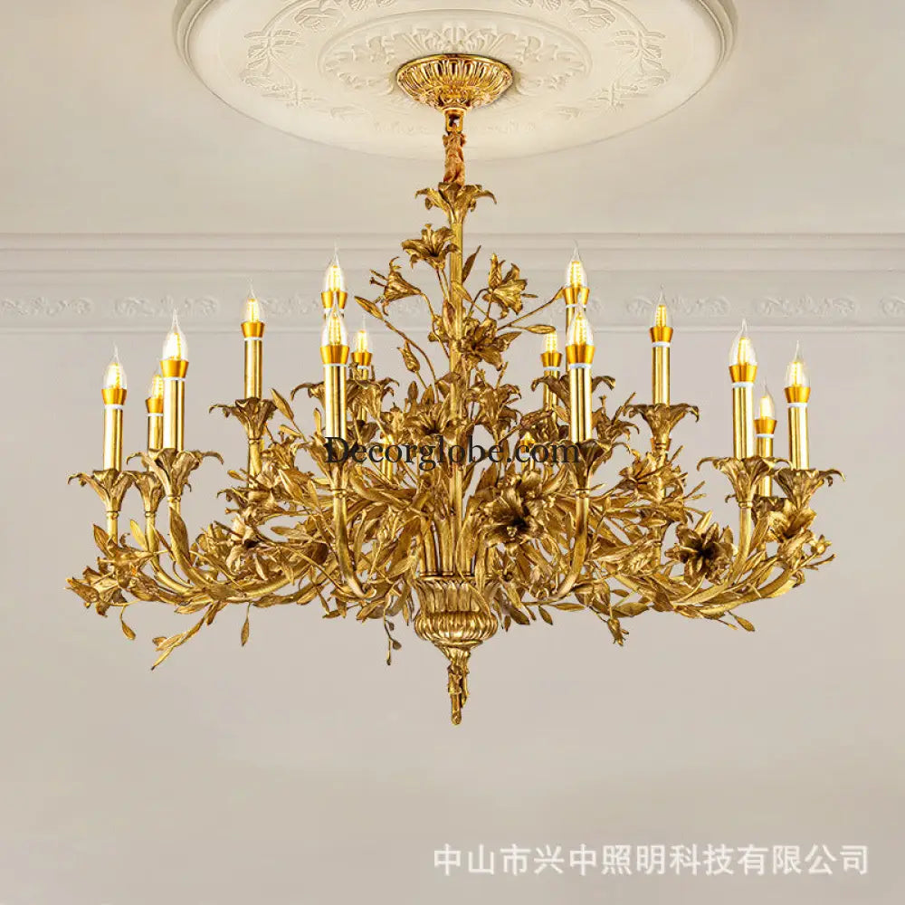 European Baroque Crystal Copper Branch Chandelier