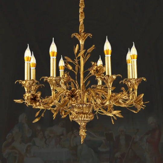 European Baroque Crystal Copper Branch Chandelier