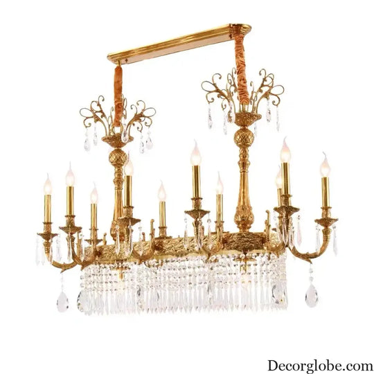 European Copper Crystal Chandelier 8-Light Pendant Chandelier