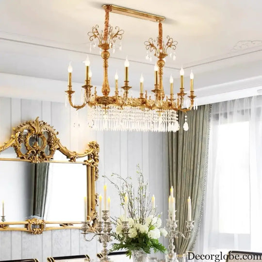 European Copper Crystal Chandelier 8-Light Pendant Chandelier