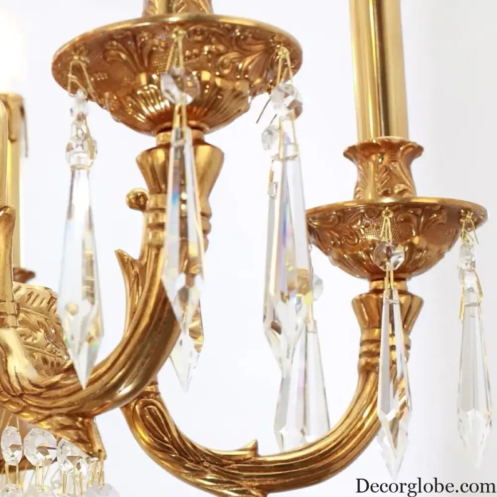 European Copper Crystal Chandelier 8-Light Pendant Chandelier