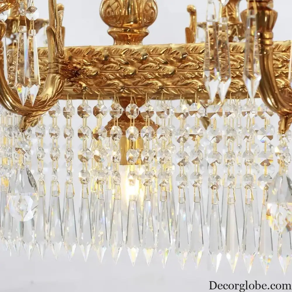 European Copper Crystal Chandelier 8-Light Pendant Chandelier