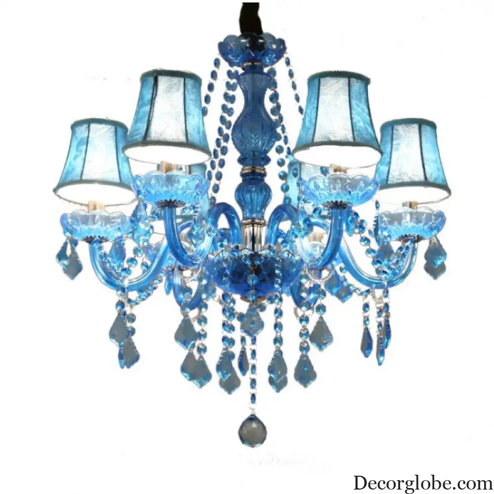 European Mediterranean Blue Crystal Chandelier Cafe KTV Cafe Club Colored Chandelier Chandeliers