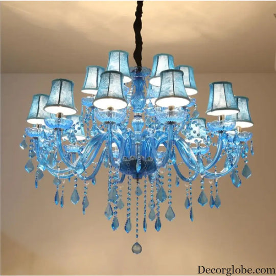 European Mediterranean Blue Crystal Chandelier Cafe KTV Cafe Club Colored Chandelier Chandeliers