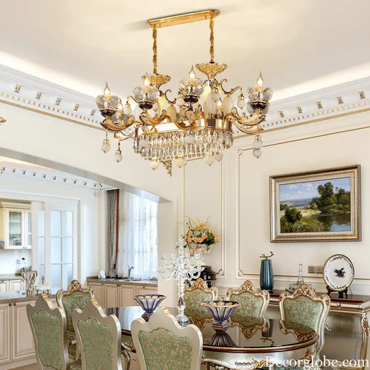 RÉGALIA European Rococo Marble & Crystal Chandelier Chandelier