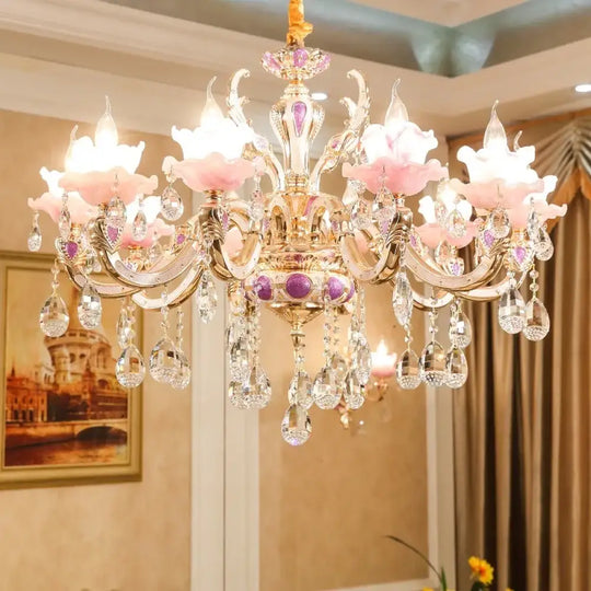 European Style Crystal Chandelier - Elegant Zinc Alloy Pendant Lighting for Modern Decor - DecorGlobe