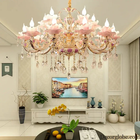 European Style Crystal Chandelier - Elegant Zinc Alloy Pendant Lighting for Modern Decor - DecorGlobe
