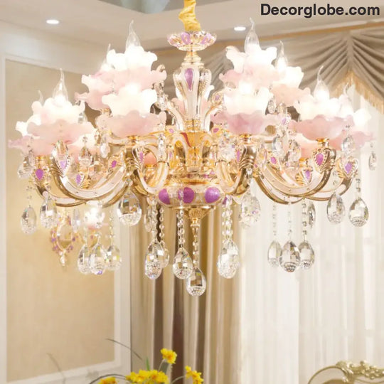European Style Crystal Chandelier - Elegant Zinc Alloy Pendant Lighting for Modern Decor - DecorGlobe