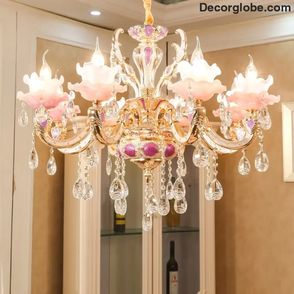 European Style Crystal Chandelier - Elegant Zinc Alloy Pendant Lighting for Modern Decor - DecorGlobe