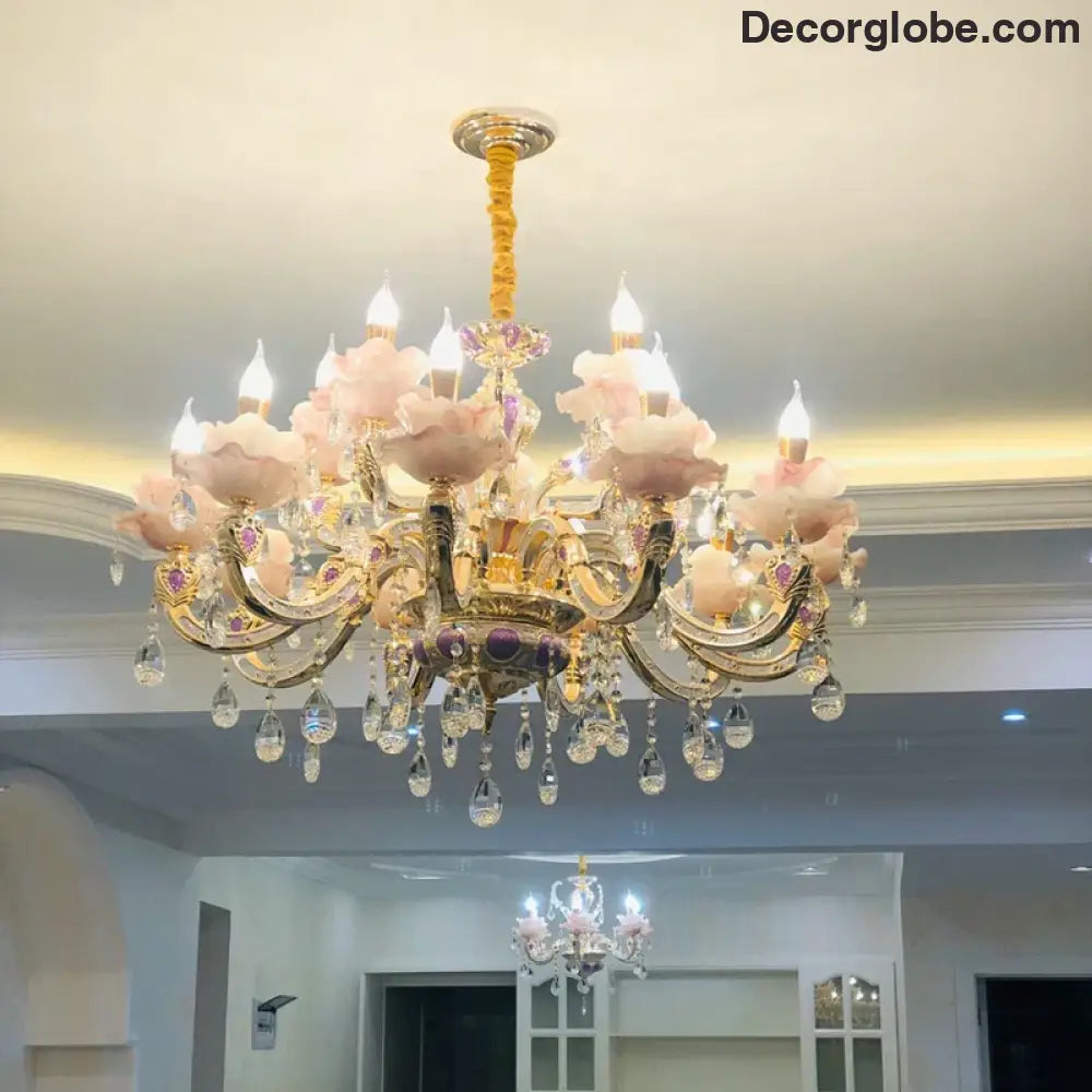 European Style Crystal Chandelier - Elegant Zinc Alloy Pendant Lighting for Modern Decor - DecorGlobe