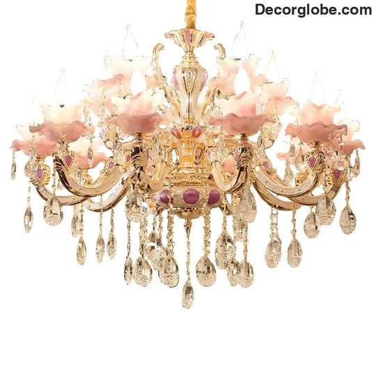 European Style Crystal Chandelier - Elegant Zinc Alloy Pendant Lighting for Modern Decor - DecorGlobe