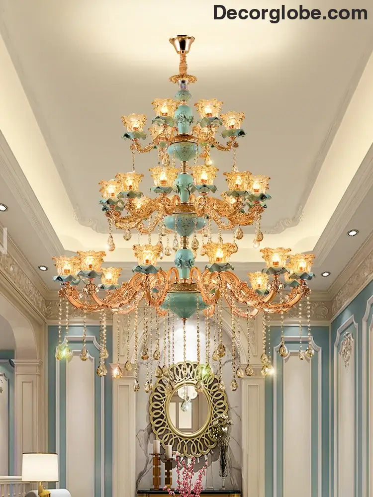 European-Style Duplex Building Chandelier - Elegance for Living Rooms, Hotels, and Ceramic Staircases - DecorGlobe