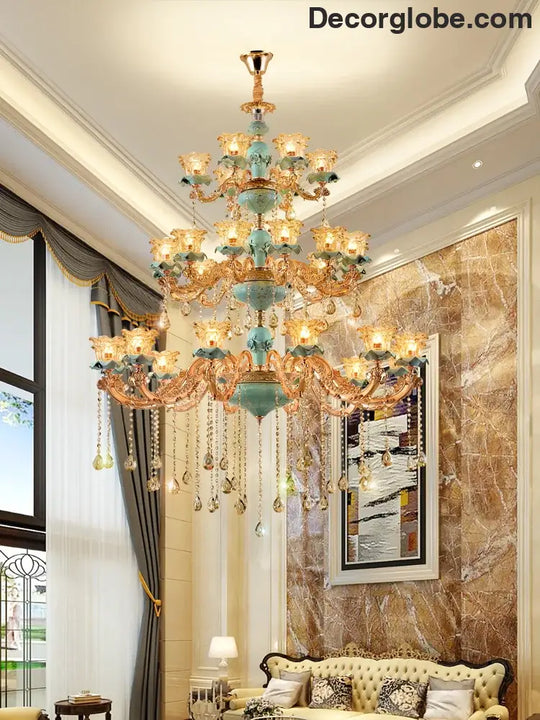 European-Style Duplex Building Chandelier - Elegance for Living Rooms, Hotels, and Ceramic Staircases - DecorGlobe