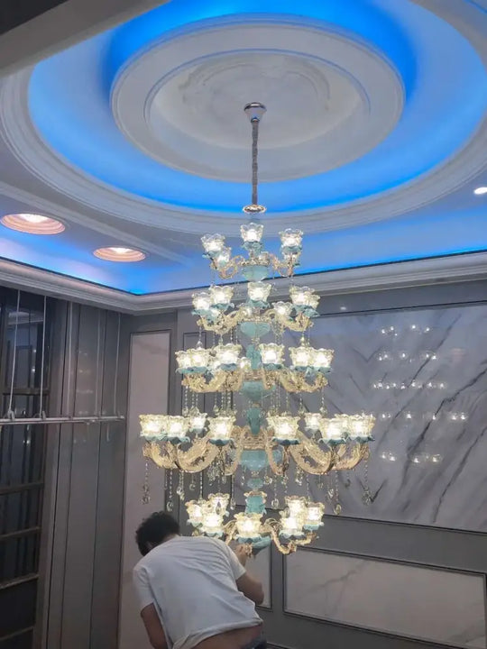 European-Style Duplex Building Chandelier - Elegance for Living Rooms, Hotels, and Ceramic Staircases - DecorGlobe