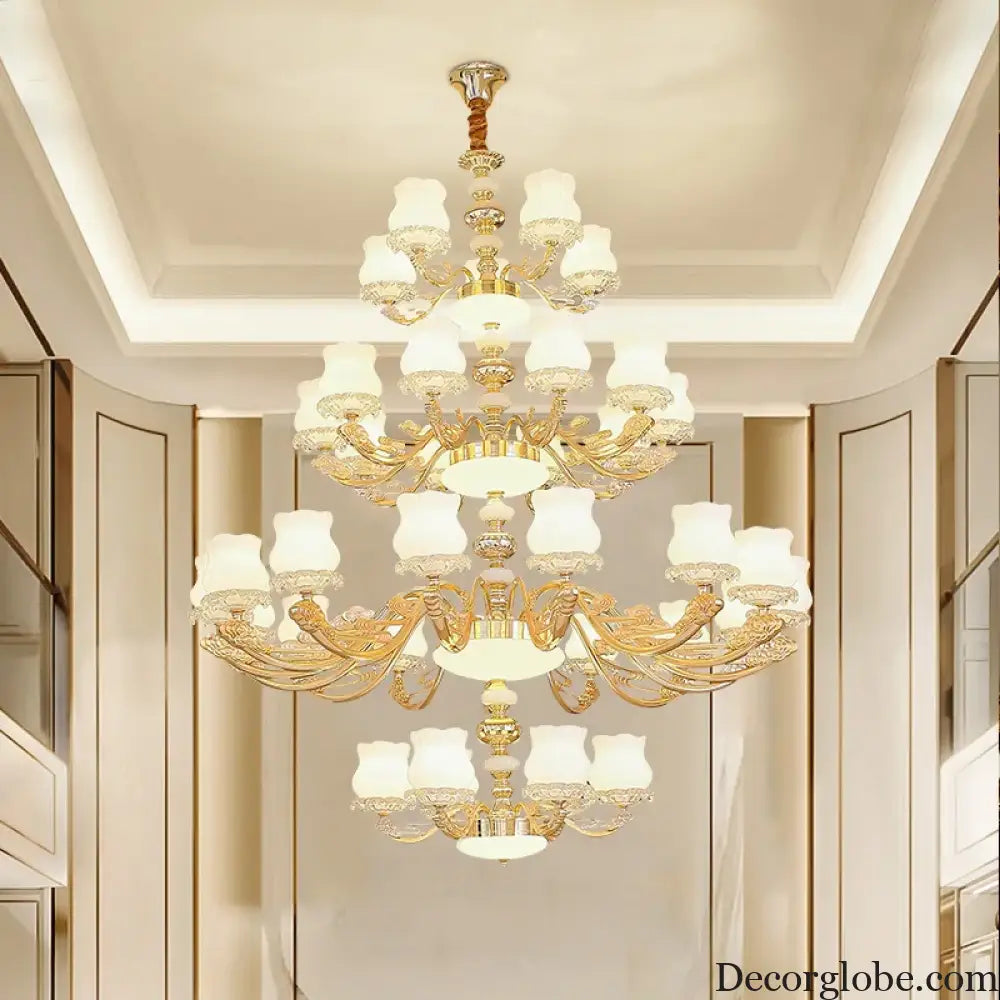 European Style Duplex Building Chandelier - Simple Elegance for Large Living Rooms, Hallways, and Staircases - DecorGlobe