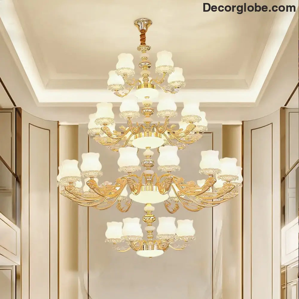 European Style Duplex Building Chandelier - Simple Elegance for Large Living Rooms, Hallways, and Staircases - DecorGlobe