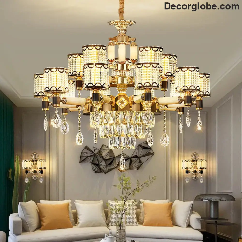 Exquisite Crystal Pendant Chandelier - A Luxurious and Romantic Lighting Fixture for Your Living Space - DecorGlobe