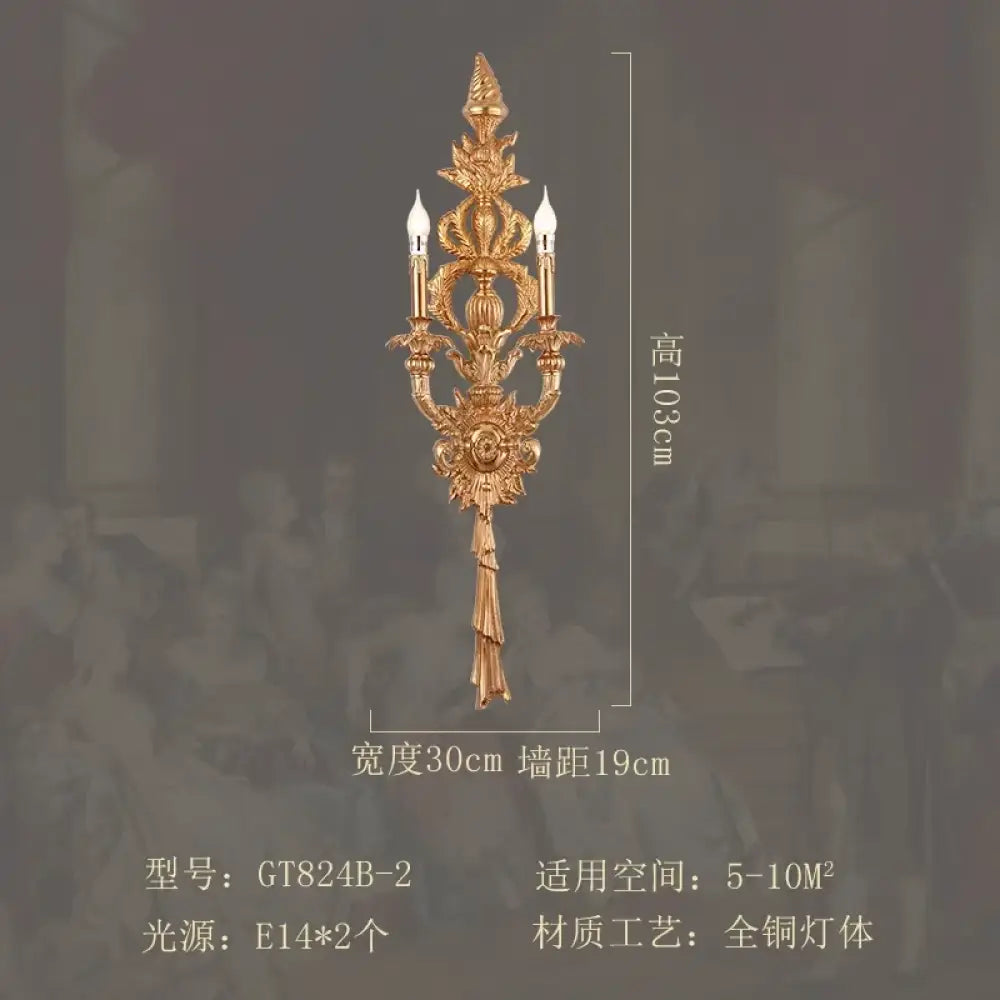 Empire Royal Wall Lamp Vanity Led Light Mirror Bath Brass Classical Aged Copper Wall Decor Lights Indoor Light - A