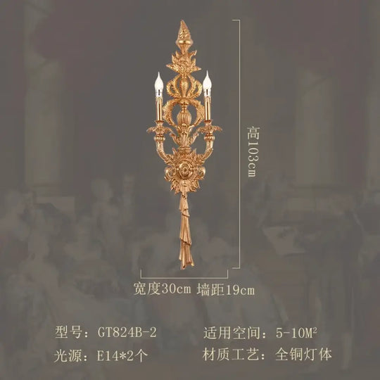 Empire Royal Wall Lamp Vanity Led Light Mirror Bath Brass Classical Aged Copper Wall Decor Lights Indoor Light - A
