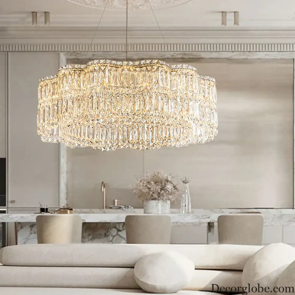 Flower Wave Crystal Luxury Ceiling Chandeliers - Modern LED Lustre Hanging Lamps for Dining Room - DecorGlobe