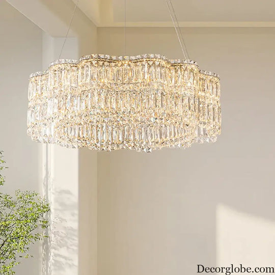 Flower Wave Crystal Luxury Ceiling Chandeliers - Modern LED Lustre Hanging Lamps for Dining Room - DecorGlobe