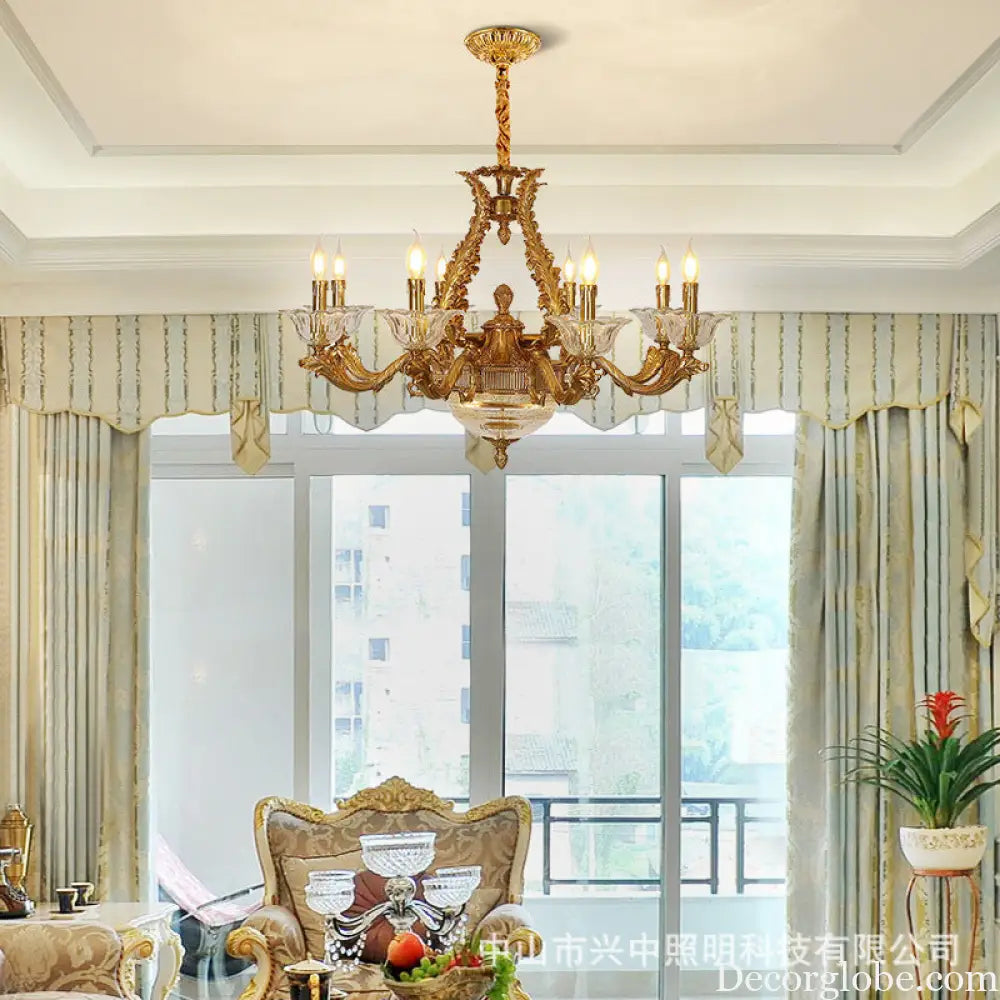 French Copper Crystal Chandelier for Living Room &amp; Villa 8 heads (diameter 88cm, height 61cm)
