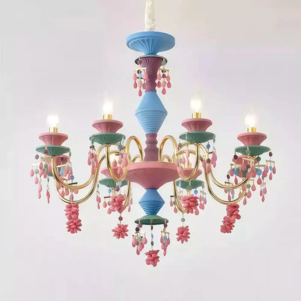 French countryside style Ceiling chandelier dining room children’s room princess’s room colorful European Chandelier