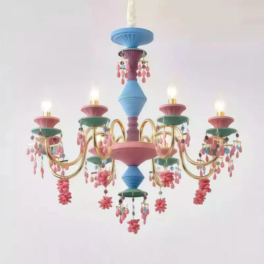 French countryside style Ceiling chandelier dining room children’s room princess’s room colorful European Chandelier