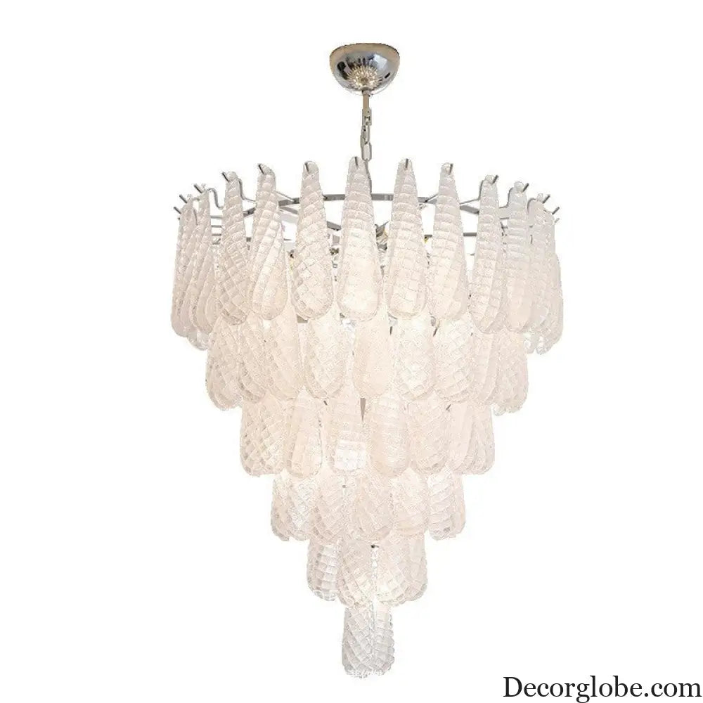 Villa duplex building light luxury crystal glass chandelier empty staircase lamp American retro living room dining room