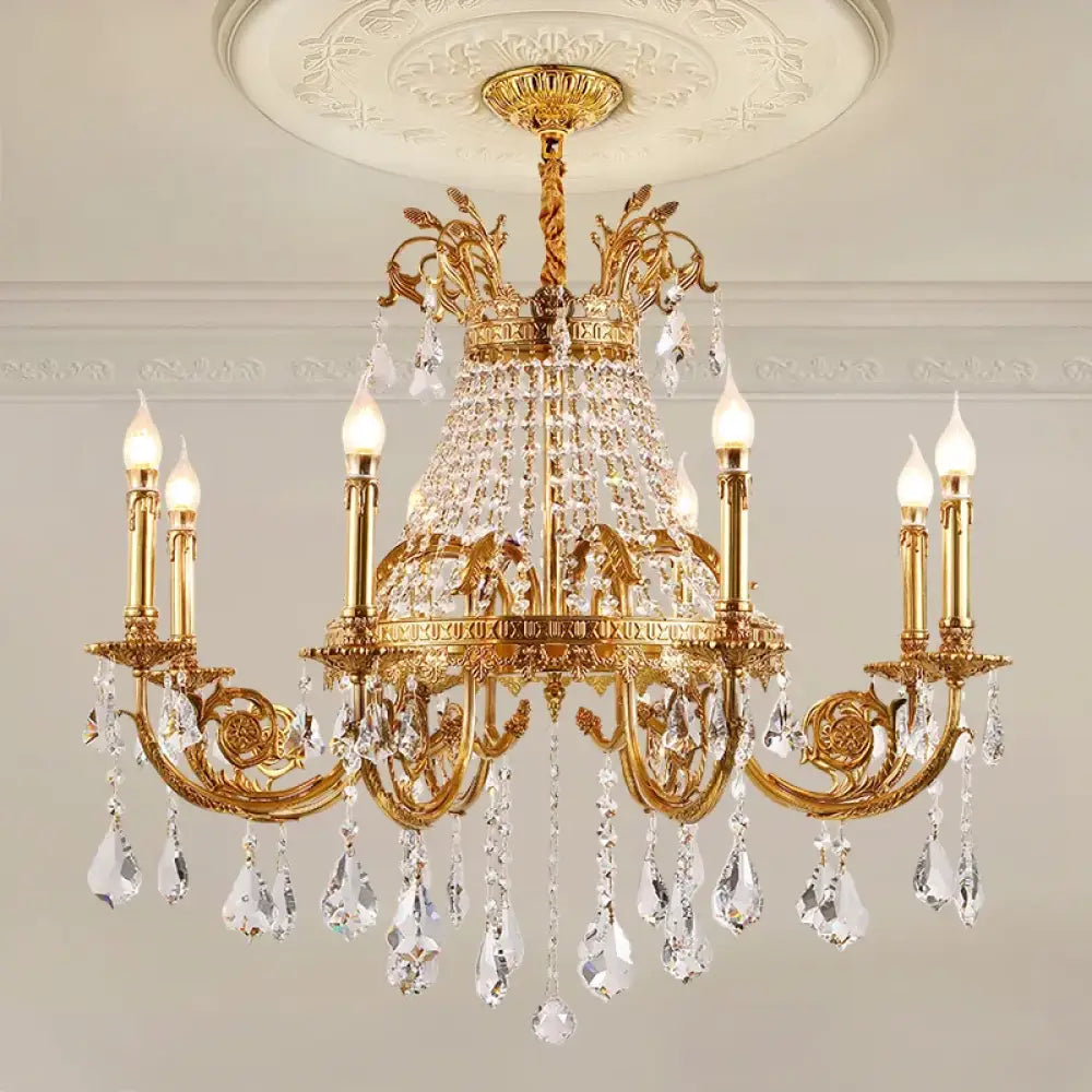 French Crystal Bronze Flush Mount Chandelier 10lights D96 H83cm / 3-color light Chandeliers