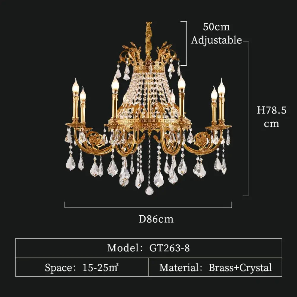 French Crystal Bronze Flush Mount Chandelier 8lights D86 H78.5cm / 3-color light Chandeliers