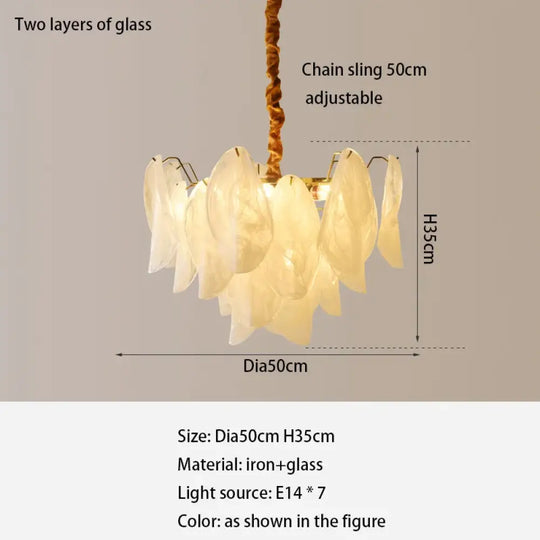 French Light and Luxury Restaurant Pendant Lamp - Postmodern Elegance with a Retro Glass Feather Design for Bedrooms and Dining Spaces - DecorGlobe